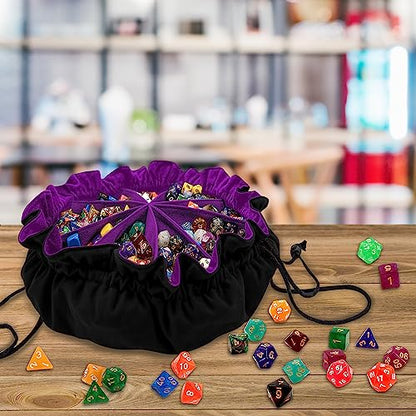 Large Dice Bag with Pockets Big Capacity Dice Bag Drawstring Pouch