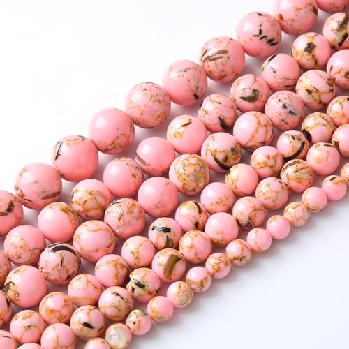 45PCS 8MM Natural Pink Shell Turquoise Beads for Jewelry Making with Mother