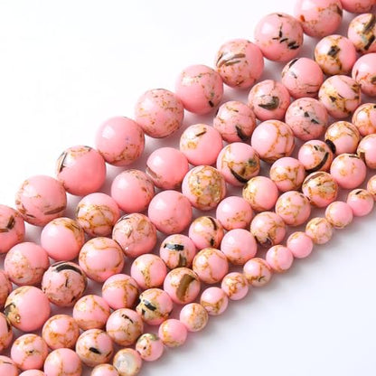 45PCS 8MM Natural Pink Shell Turquoise Beads for Jewelry Making with Mother
