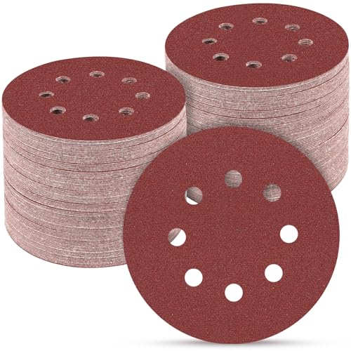 100PCS 5 Inch Sanding Discs 120 Grit Sandpaper for Orbital Sander (100 Count)
