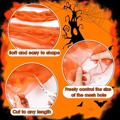 Halloween Cheese cloth 85 x 197 Inch Orange Cheesecloth Roll for Crafts Large Cotton Muslin Gauze Fabric for Halloween Outdoor & Indoor Spooky Decoration