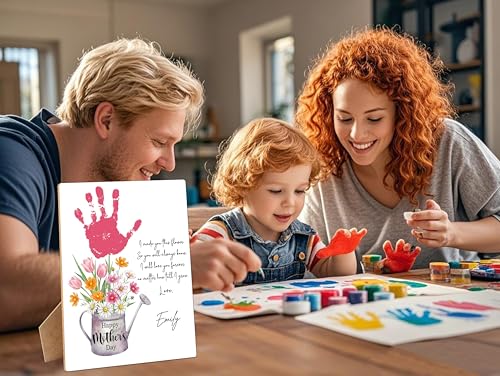 Mother's Day Flower Handprint Art Wooden Making Sign