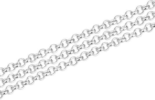 Adabele 10 Feet (120 Inch) Authentic 925 Sterling Silver Unfinished 1.5mm (0.06 Inch) Thin Light Weight Rolo Belcher Cable Chain Bulk For Jewelry Making Nickel Free Hypoallergenic SSK-A2