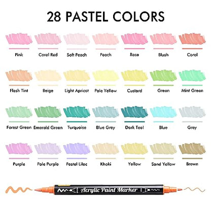 28 Pastel Brush & Fine Tip Acrylic Paint Markers (28 Count)