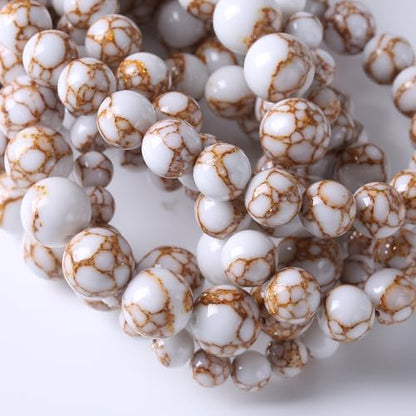 32pcs 12mm White Howlite Spun Gold Stone Beads for Jewelry Making Natural Stone Energy Healing Beads DIY Bracelet Necklace 15"