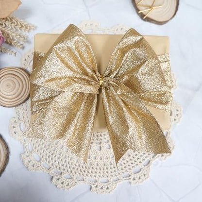 Glitter Wired Ribbon 2.5" x 20 Yards Light Gold for Christmas Home Decor Bow Gift Wrapping DIY Crafts Wreath (60 Foot)
