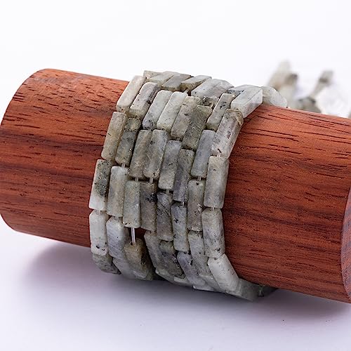Natural Spectrolite Rectangle Tube Beads 4x13mm 38cm (28 Count)