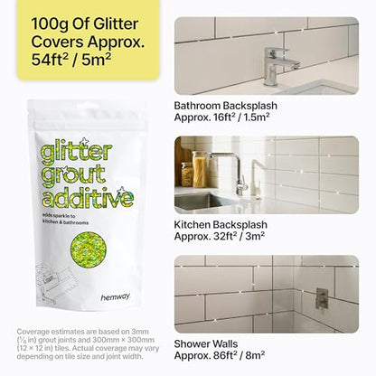 Lime Green Holographic Glitter Grout Additive 100g Metallic Flakes (3.52 Ounce)