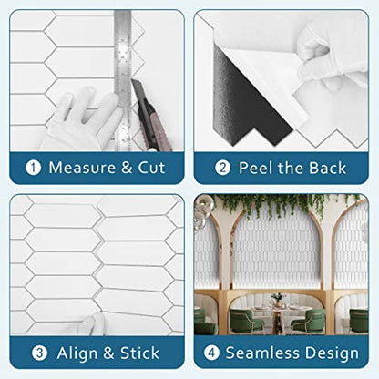 10 Sheet Long Hexagon Peel and Stick Backsplash (10 Count)