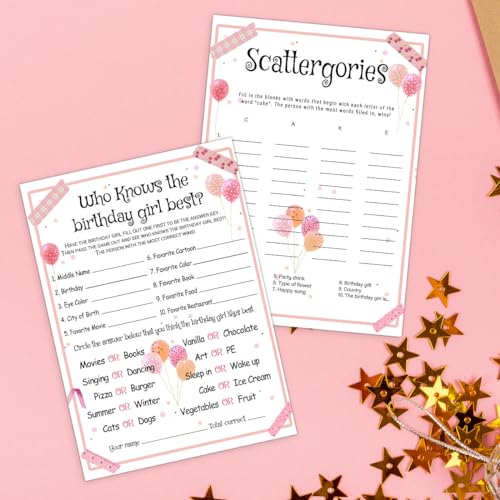 Birthday Party Games Set for Girls (20 Count)