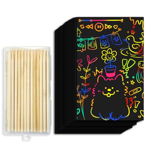 Rainbow Scratch Art Paper Sets Arts Crafts Supplies for Kid160 Pcs