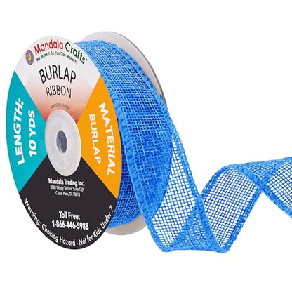 1 Inch Wide Sky Blue Burlap Ribbon for Crafts