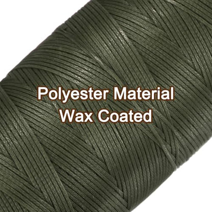 150D 0.8mm Flat Waxed Thread 284 Yards Polyester Leather Sewing Waxed String Hand Stitching Waxed Cord for Leather Stitching Sewing Bookbinding DIY Craft Dark Green