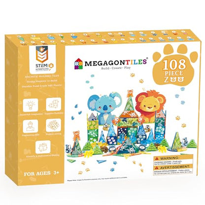 Zoo Animals Magnetic Tiles Set 108PCS
