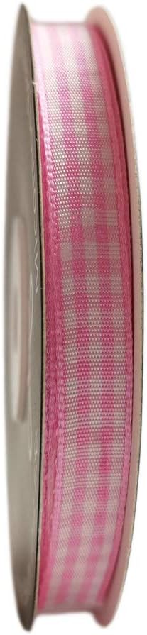 Pink Gingham Plaid Checked Ribbon 25 Yards Each Roll 100% Polyester (3/8",Pink) - Crafty Corner