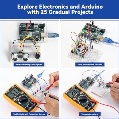 Beginner's Lab Starter Kit with Original Arduino Uno R3 REV3 Multimeter 34 Projects 40+ Video Courses Breadboard