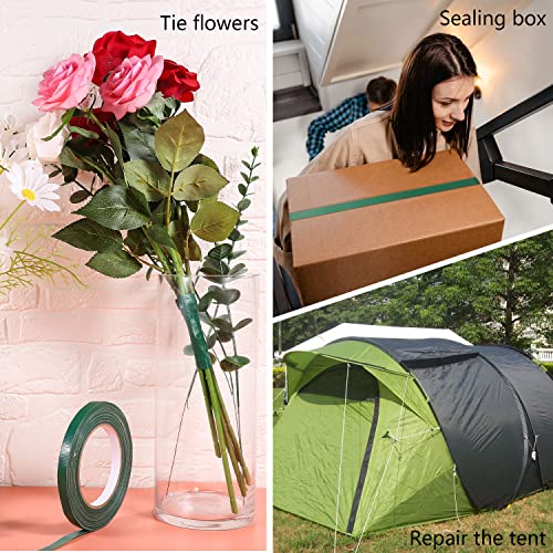 2 Rolls Green Floral Tape 0.4IN×33Yd Waterproof Florist Tape for Crafts (200 Foot)