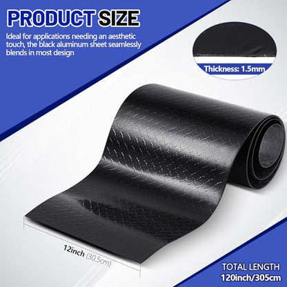 1pcs 12'' x 120'' Black Diamond Plate Sheet Metal Heavy Duty Tread Aluminum Sheet Diamond Cross Pattern Plate for Wall Covering