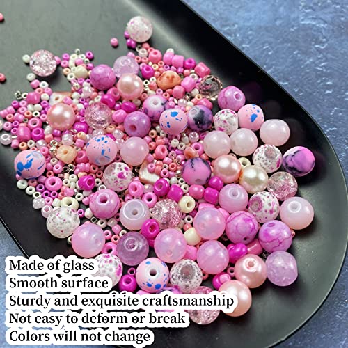 Assorted Glass Resin Beads Multi Size Colors Smooth Cracked Gravel Millet Spacer Beads for Bracelets Necklace Earring DIY Jewelry Making Craft