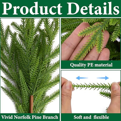 10 Pcs Christmas Norfolk Pine Branches Pine Cones (10 Count)