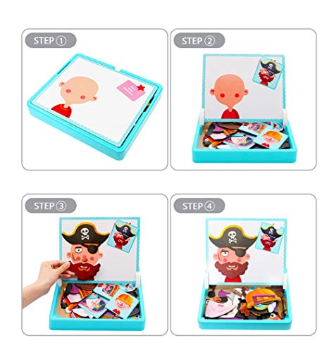 Magnetic Puzzles Face Dress Up Travel Game Double Side Preschool Educational Learning Toy for Kids (78 Count)