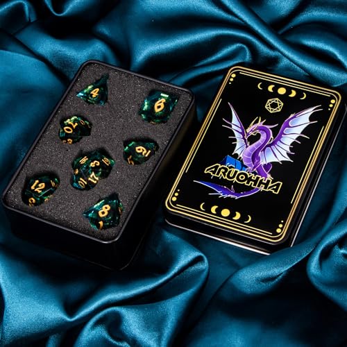 DND Resin Dice Dragon Eye Dice Liquid Core Red Sharp Edged Dice Set with Gift Box