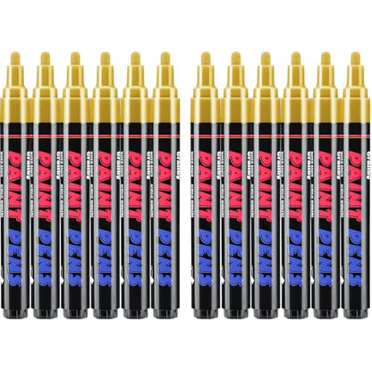 Gold Paint Pens Paint Markers (12 Count)