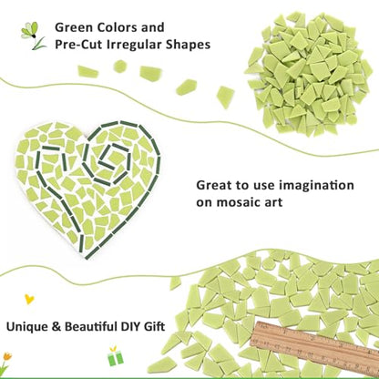 Lemon Green Glass Mosaic Tiles for Crafts Bulk (7.05 Ounce)