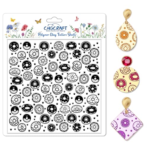 Donuts Pattern Polymer Clay Texture Sheet Polka Dots Pattern Silicone Texture Mat for Polymer Clay Making Earrings Jewelry DIY Crafts 5.5 × 5.5 Inch