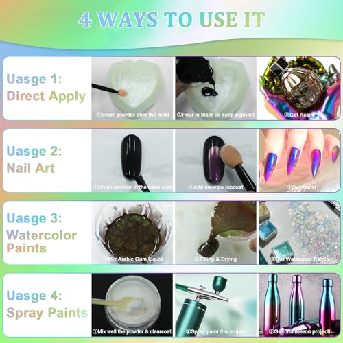Chameleon Mica Powder 10 * 5g White Chrome Powder Pearlescent Effect