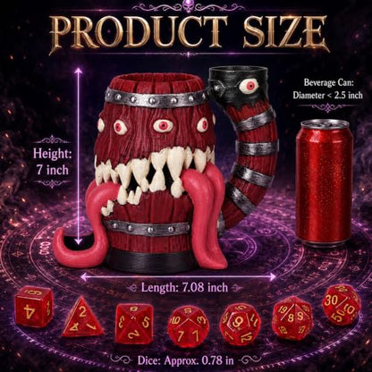 Dice Tower Mug DND Dice Rolling Tower with 7 PCS Dice Set