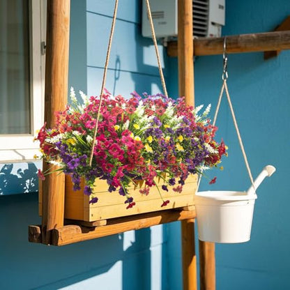 20 Bundles Artificial Flowers Outdoor No Fade UV Resistant Fake Plastic Flowers Faux Plants for Garden Patio Porch Window Box Home Wedding Farmhouse Hanging Décor (20 Count)