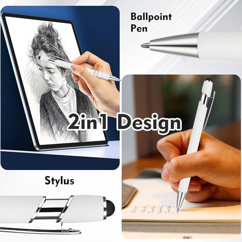 2 in 1 Black Ink Metal Stylus Pen with Stylus Tips (12 Count)