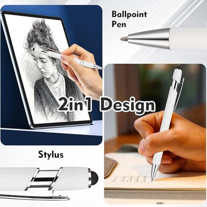 2 in 1 Black Ink Metal Stylus Pen with Stylus Tips (12 Count)