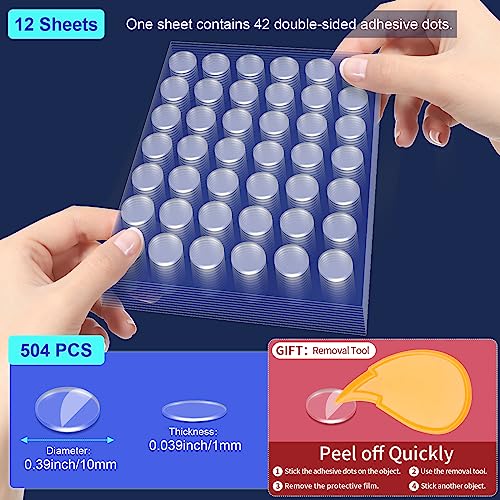 504 Pcs Clear Removable Adhesive Dots (504 Count)
