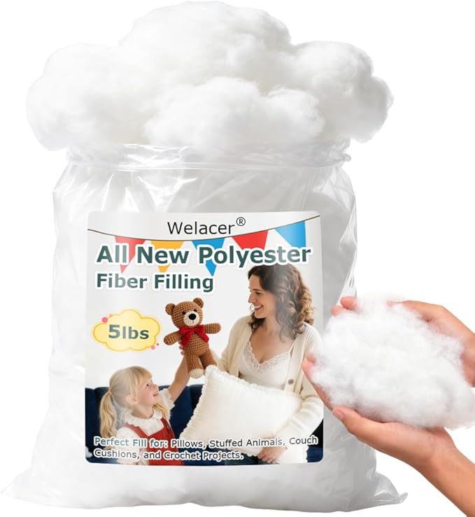 Pillow Stuffing 5lbs/80oz, Polyfill Stuffing for Stuffed Animals, Crafts, Crochet DIY, Back Cushions, Cloud Decoration, All-New Material Premium White Polyester Filling for Sewing