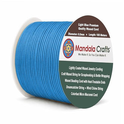 0.5mm Light Blue Waxed Cord