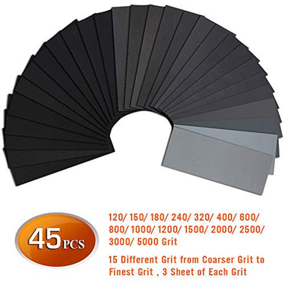 45PCS Sandpaper (45 Count)
