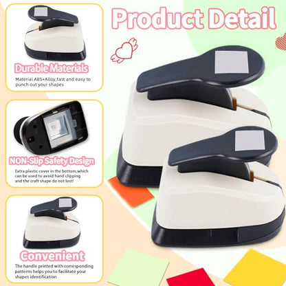 Square Hole Puncher Square Paper Punch Shape Punches for Paper Crafts 0.7 inch Papers Punches 1.5 Squares Punch 1.9 Crafts Puncher for Scrapbooking Card Making
