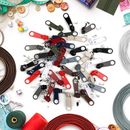31 Yards 10 PCS Sewing Zippers #3 Nylon Coil Zippers Assorted Zipper for Sewing with 40 Zipper Sliders for DIY Tailor Sewing Crafts Supplies