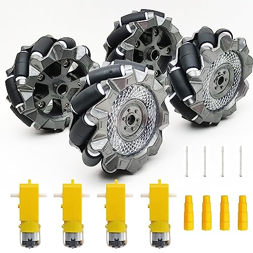 DIY Mecanum Wheel Robot Kit Parts 4WD Omnidirectional Wheels Smart Robot Car Chassis Kit Robotics Accessory for Adult Age 15+ (8 Count)