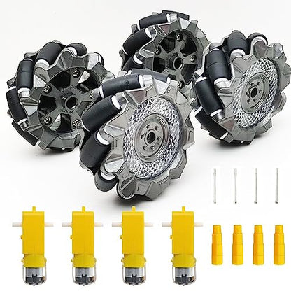 DIY Mecanum Wheel Robot Kit Parts 4WD Omnidirectional Wheels Smart Robot Car Chassis Kit Robotics Accessory for Adult Age 15+ (8 Count)