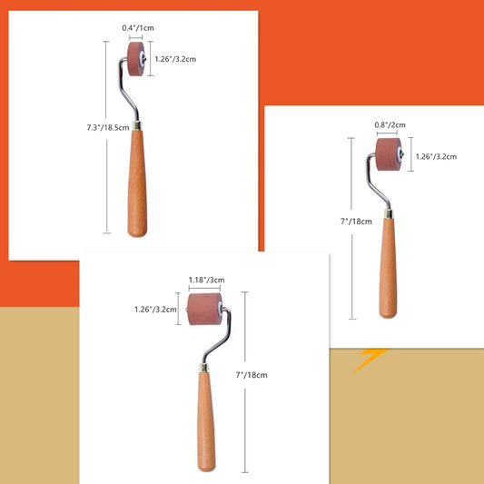 BANLTRE Rubber Brayer Roller for Printmaking, Ideal for Anti Skid Tape Construction Tools, Print,Craft Stamping Brayers for Wallpapers and Scrapbooks (0.4"+0.8"+1.18")