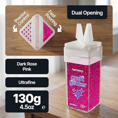 Craft Glitter Shaker Dark Rose Pink 130g Ultrafine (4.5 Ounce)