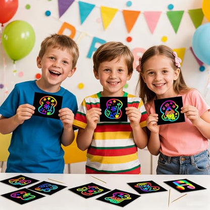 100 Pcs Scratch Art Paper Rainbow Sets Arts and Crafts for Kids ﻿