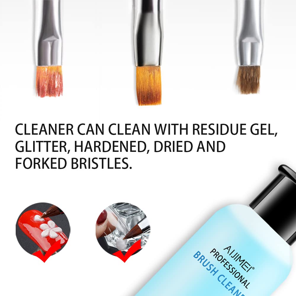 AIJIMEI Acrylic Nail Brush Cleaner Acrylic Brush Cleaners Liquid Acrylic Paint Brush Cleaner Nails Artist Acrylic 120ml/4 FL.OZ