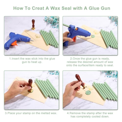 15Pcs Sage Green Glue Gun Sealing Wax Sticks for Wax Seal Stamp (15 Count)