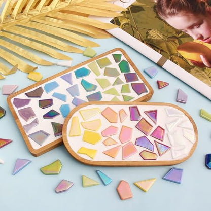 Iridescent Glass Mosaic Tiles for Crafts Bulk (7.05 Ounce)
