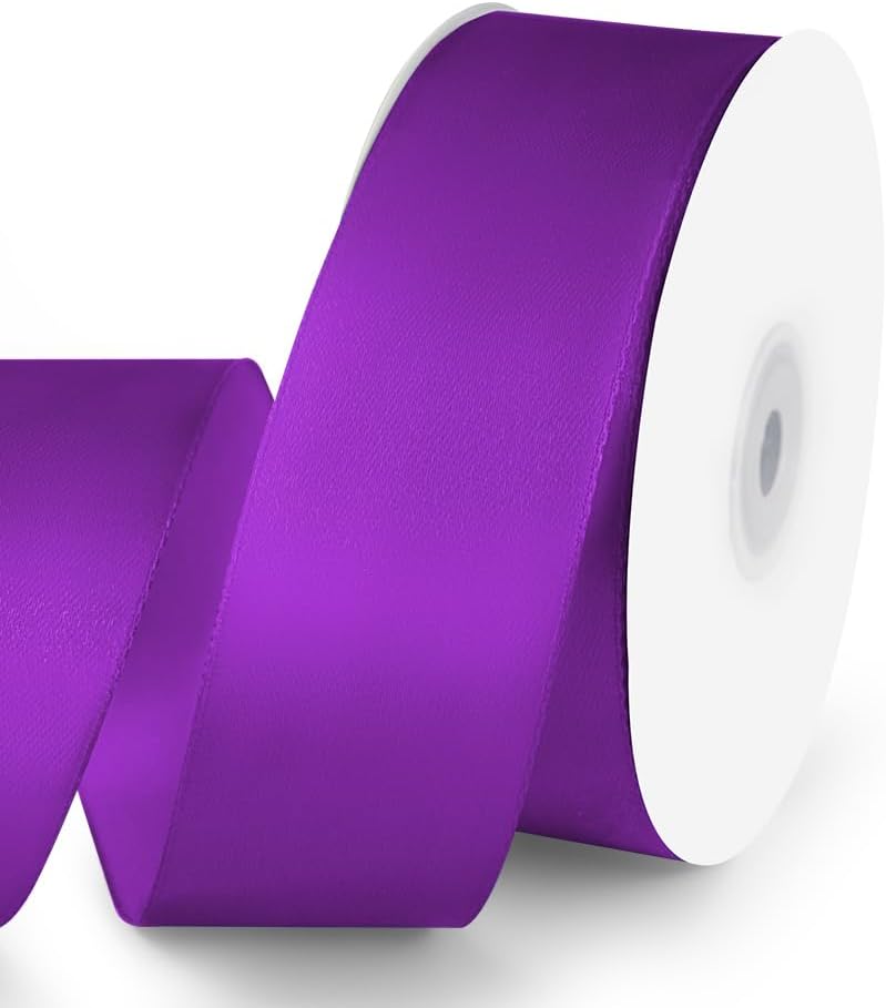 KMER LIFE 1-1/2" Wide x 50 Yards Purple Satin Ribbon - Perfect for Wedding Decor, Crafts, Gift Wrapping & Other Projects - Crafty Corner