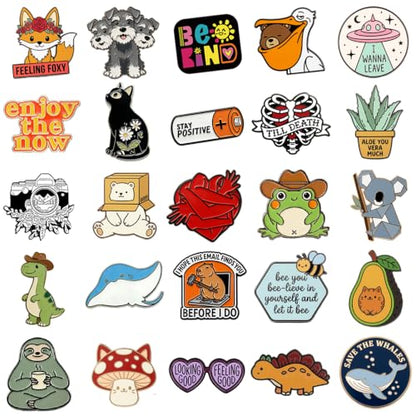 20/40/50/80 PCS Cute Enamel Backpack Pins, Funny Enamel Pins Bulk Set Cool Button Pins Aesthetic Brooch Lapel Pins Anime for Backpacks, Jackets, Hats, Kids, Girls(Style-40) (40 Count)